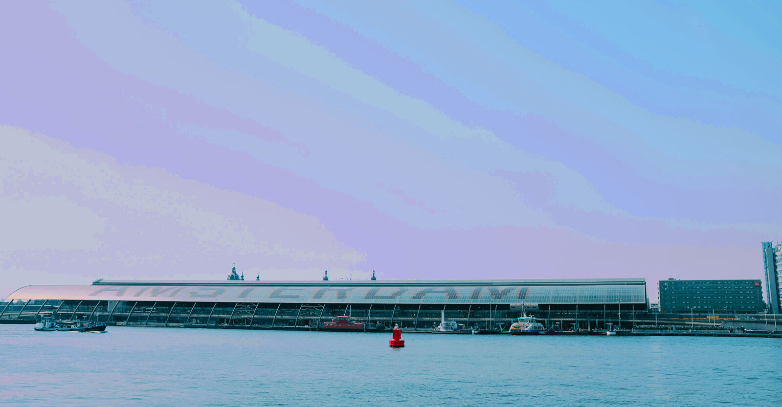 Amsterdam Central Station seen from the water